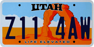 UT license plate Z114AW