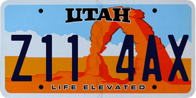 UT license plate Z114AX