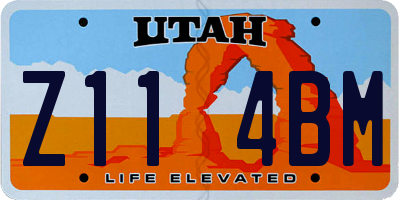 UT license plate Z114BM