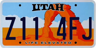 UT license plate Z114FJ