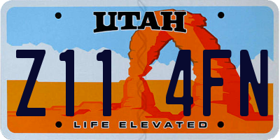 UT license plate Z114FN