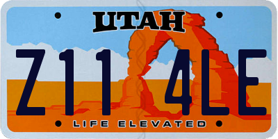 UT license plate Z114LE