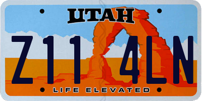 UT license plate Z114LN