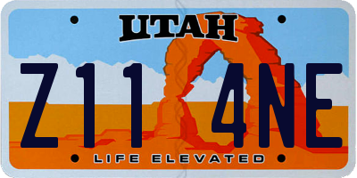 UT license plate Z114NE