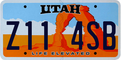 UT license plate Z114SB