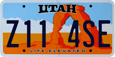 UT license plate Z114SE
