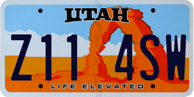 UT license plate Z114SW