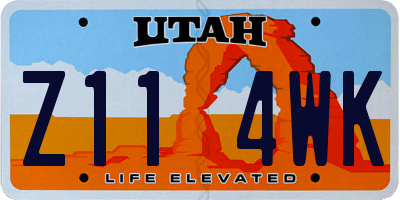 UT license plate Z114WK