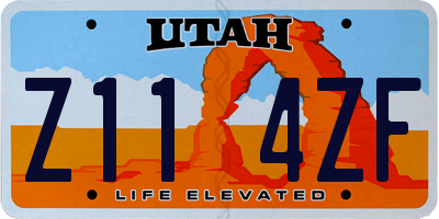 UT license plate Z114ZF