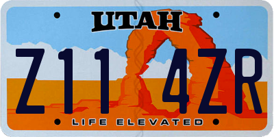 UT license plate Z114ZR