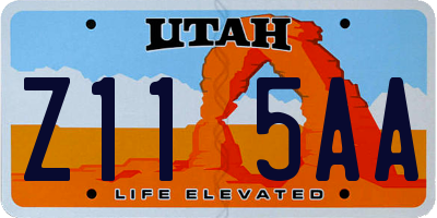 UT license plate Z115AA