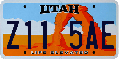 UT license plate Z115AE