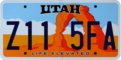 UT license plate Z115FA