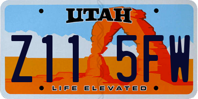 UT license plate Z115FW