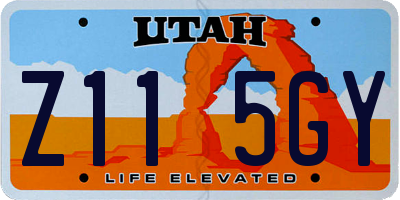 UT license plate Z115GY
