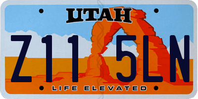UT license plate Z115LN