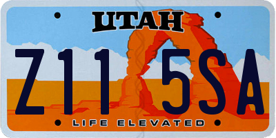 UT license plate Z115SA
