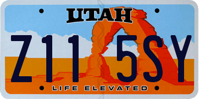 UT license plate Z115SY