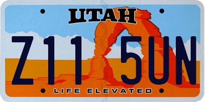 UT license plate Z115UN
