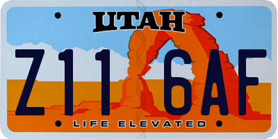 UT license plate Z116AF