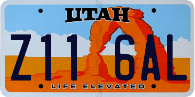UT license plate Z116AL