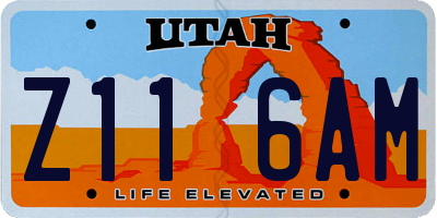 UT license plate Z116AM
