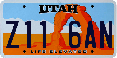 UT license plate Z116AN