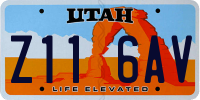 UT license plate Z116AV