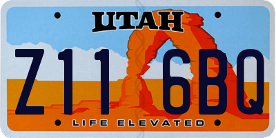 UT license plate Z116BQ