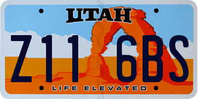 UT license plate Z116BS