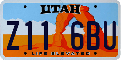 UT license plate Z116BU