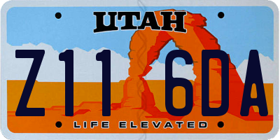 UT license plate Z116DA