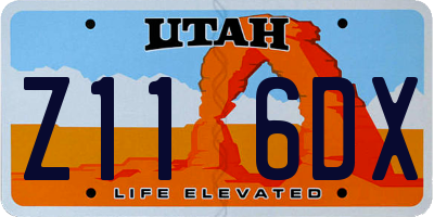 UT license plate Z116DX