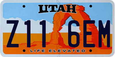 UT license plate Z116EM
