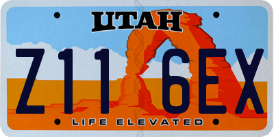 UT license plate Z116EX