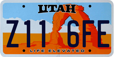 UT license plate Z116FE