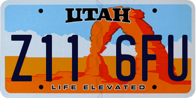 UT license plate Z116FU