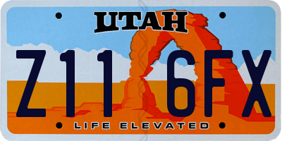 UT license plate Z116FX