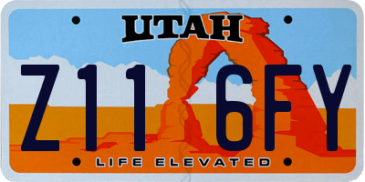 UT license plate Z116FY