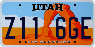 UT license plate Z116GE