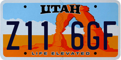 UT license plate Z116GF