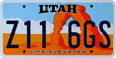 UT license plate Z116GS