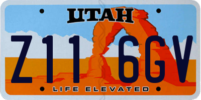 UT license plate Z116GV