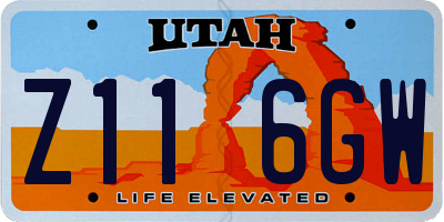 UT license plate Z116GW