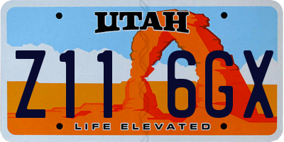 UT license plate Z116GX