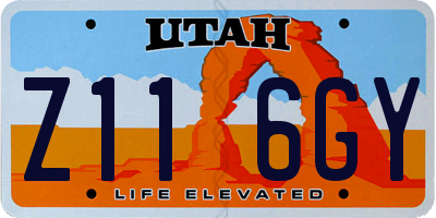 UT license plate Z116GY