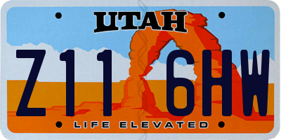 UT license plate Z116HW