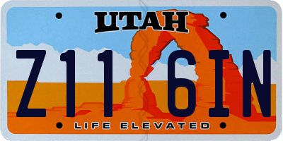UT license plate Z116IN