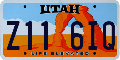UT license plate Z116IQ