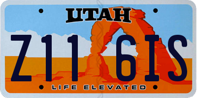 UT license plate Z116IS